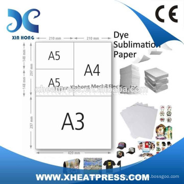 Papier de transfert de sublimation à sec rapide A4